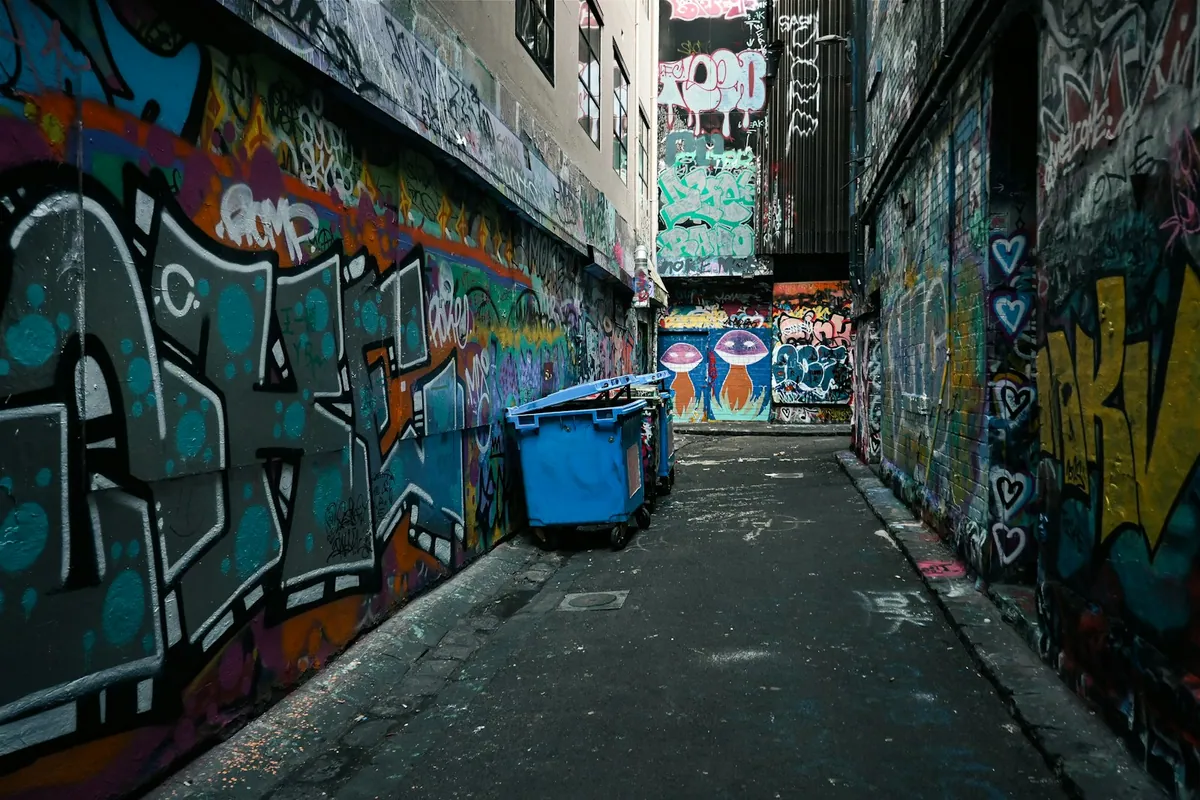 Graffiti and street art covering the walls of Hosier Lane in Melbourne