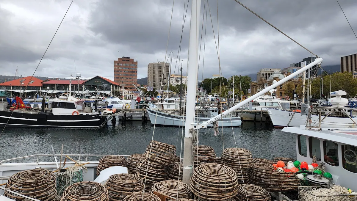 Crab and crayfish fishing boats moored in Hobart harbour, Tasmania