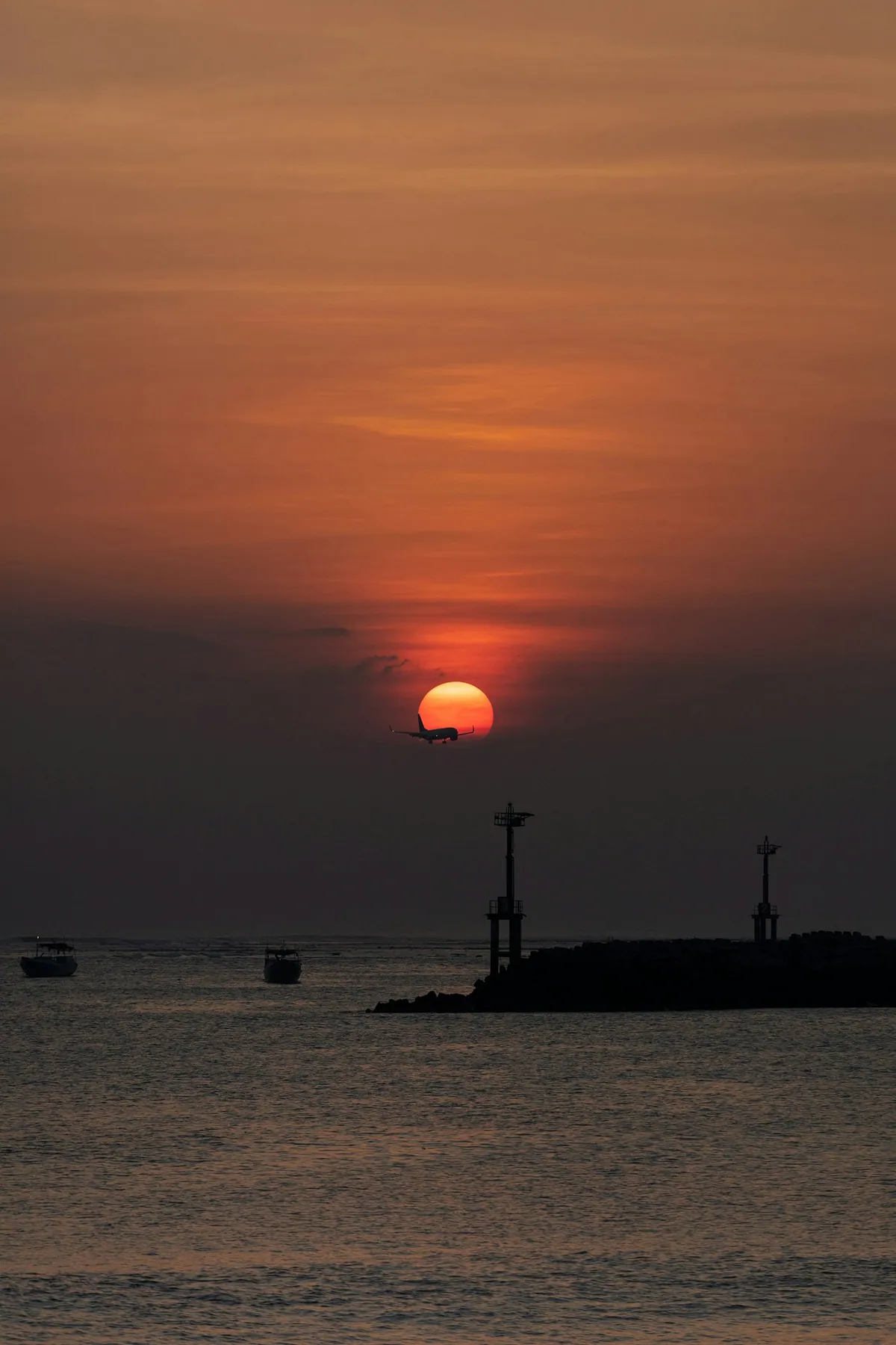 Golden sunset ocean scene at Jimbaran Beach, Bali