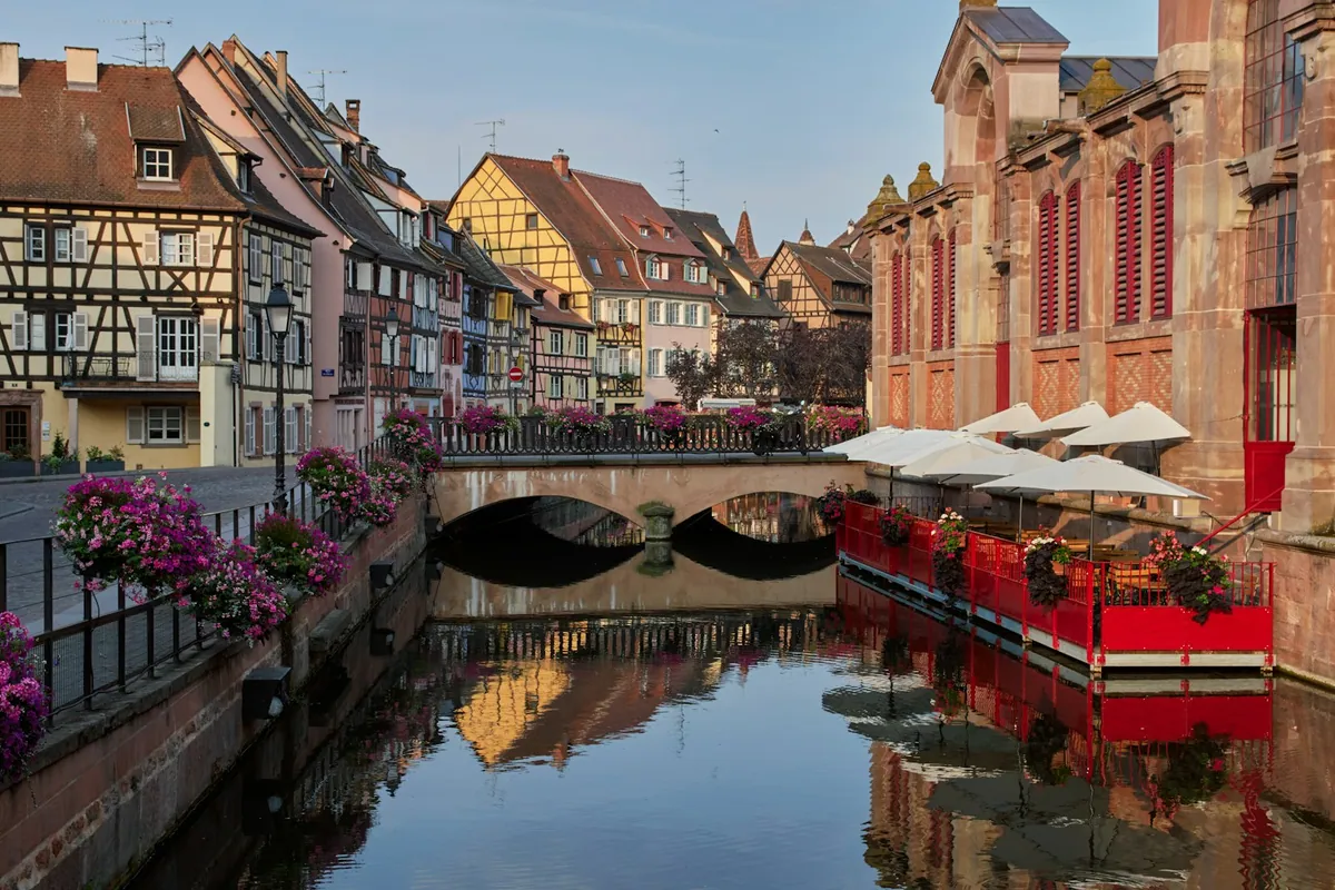 Picturesque bridge and pastel houses in Colmar, Alsace