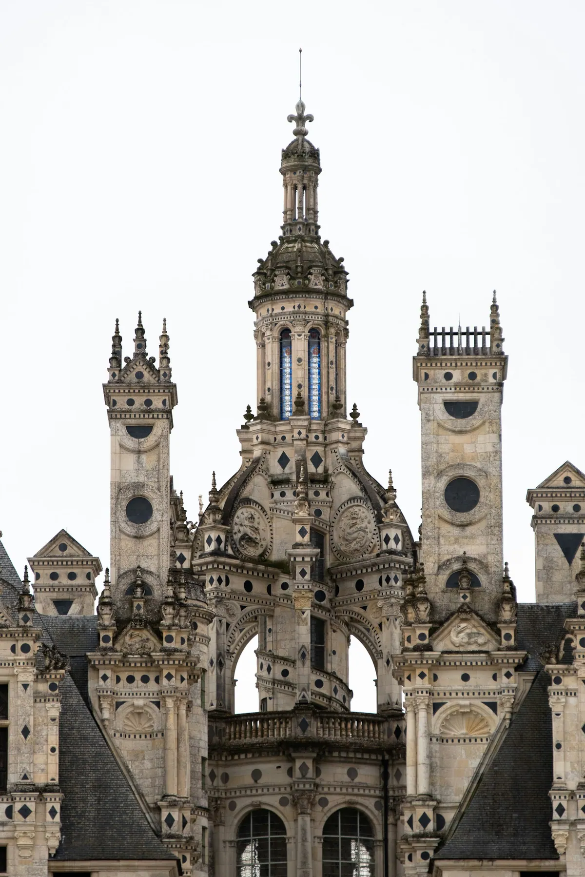 Detailed Renaissance rooftop of Chateau de Chambord