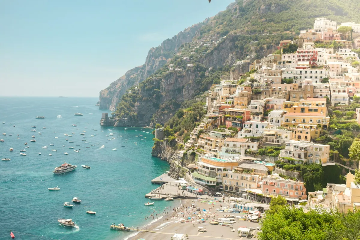 Positano village above the Mediterranean on the Amalfi Coast
