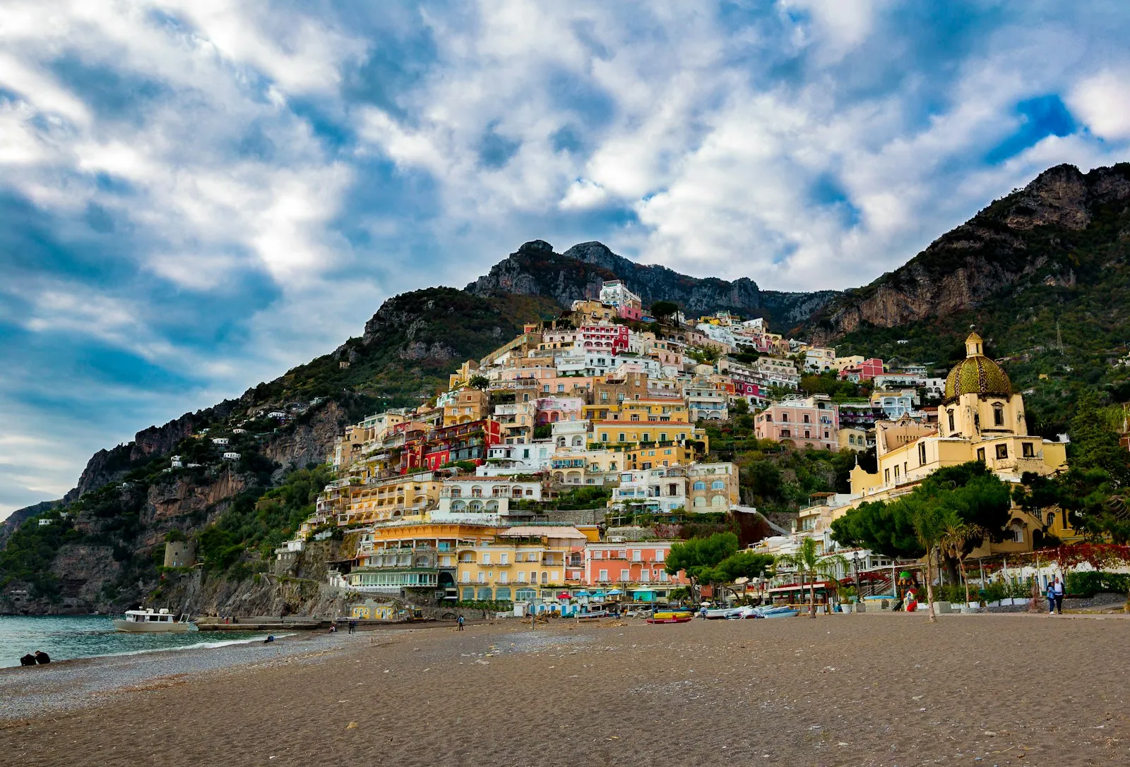 Multicolored cliff houses of Positano on the Amalfi Coast