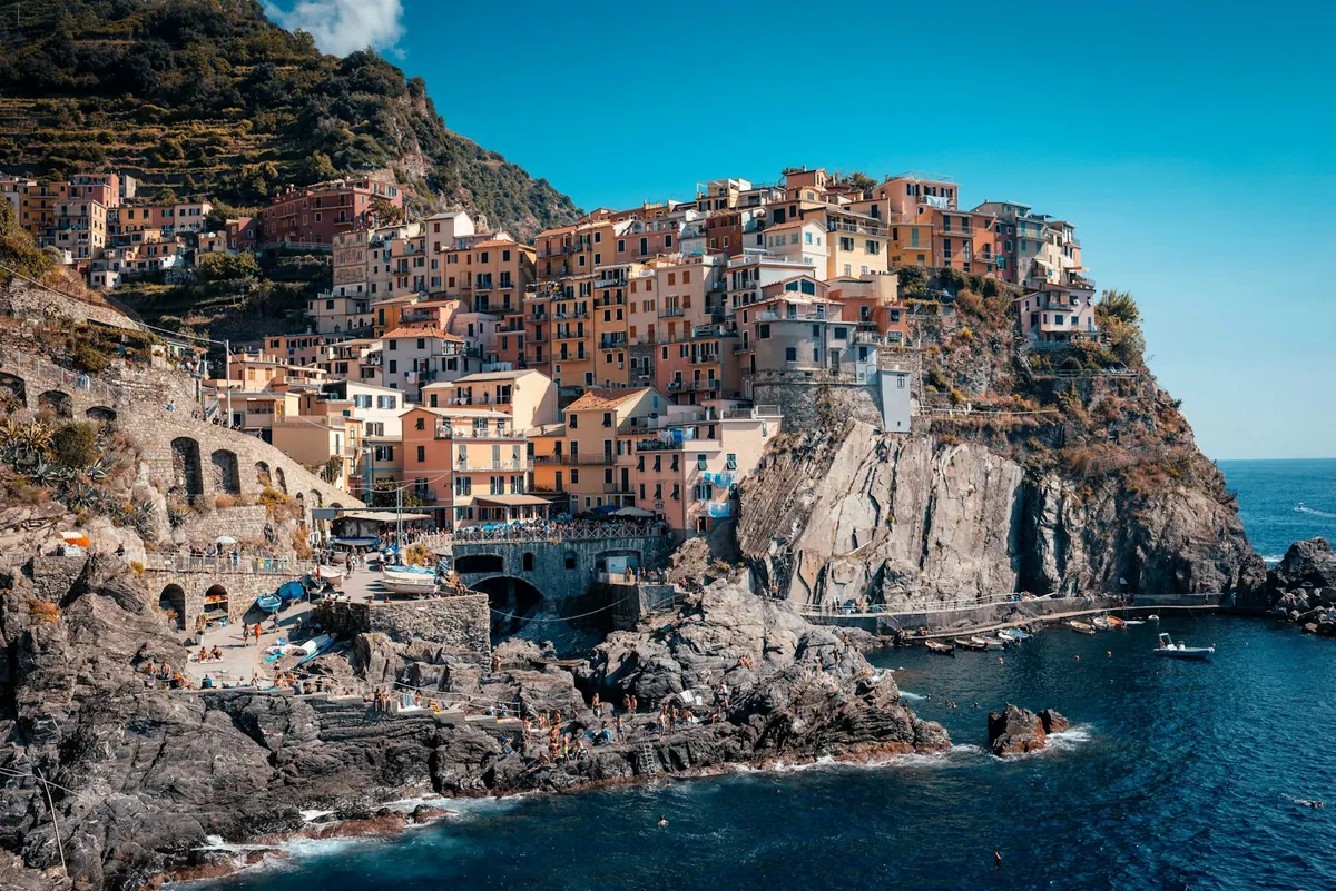 Corniglia clifftop village in Cinque Terre overlooking the sea
