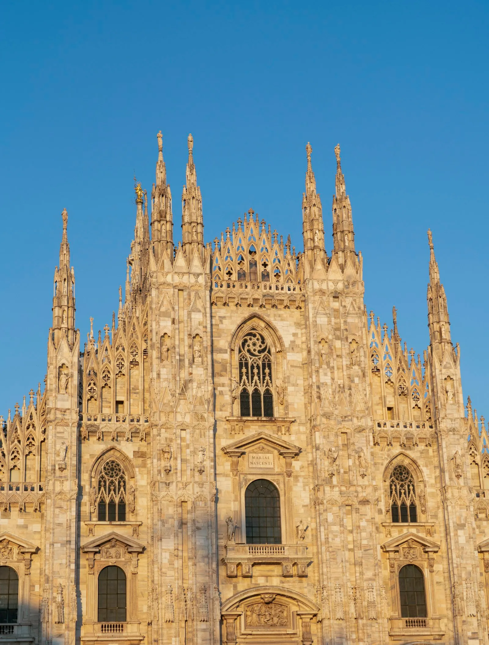 Gothic facade of Duomo di Milano cathedral in Milan