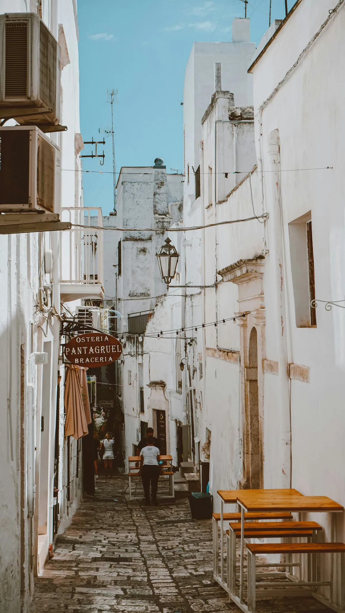 Whitewashed street in the old town of Ostuni Puglia