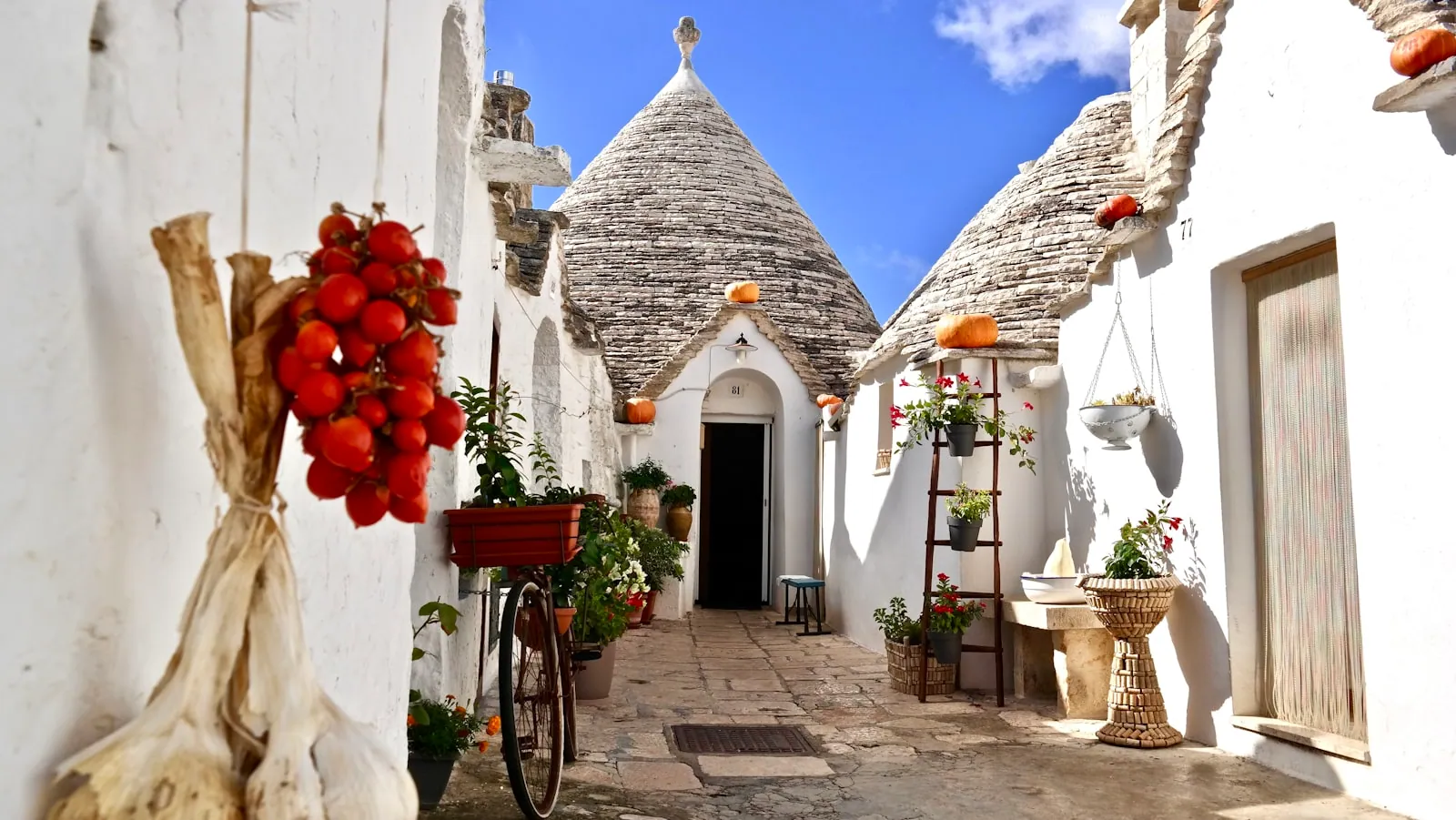Conical trulli houses of Alberobello in Puglia