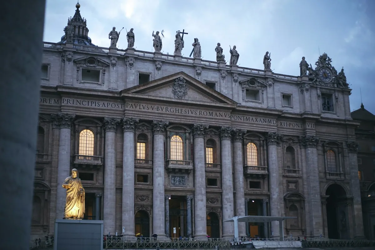 Statues on the roof of St Peters Basilica in the Vatican