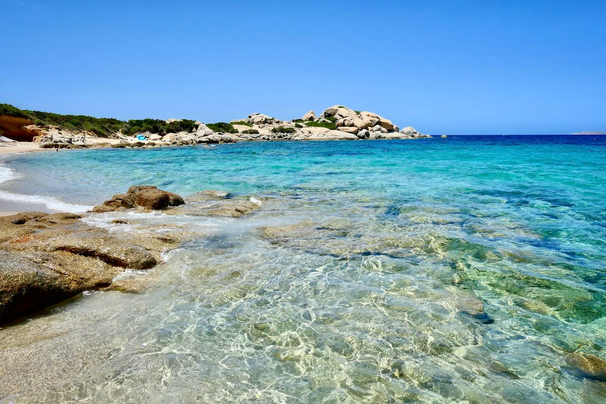 Turquoise water at Valle dellErica beach in Sardinia