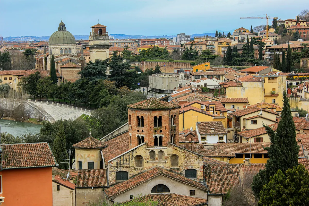 Rooftops and historic buildings of Verona Italy
