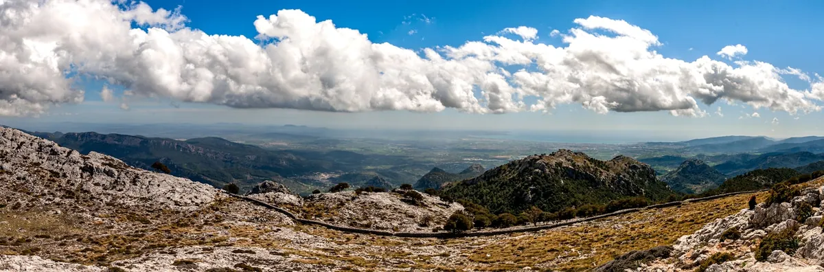 White clouds over the Serra de Tramuntana mountains, Mallorca