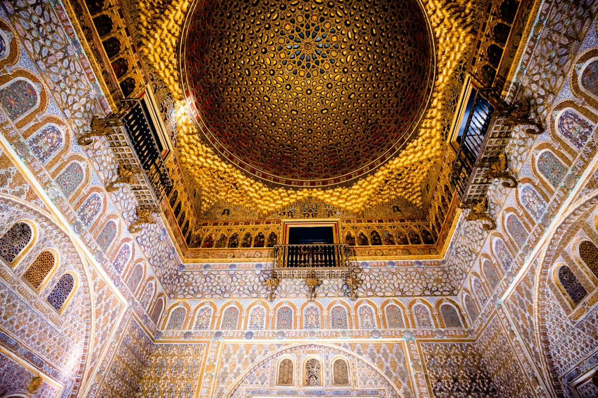 Gilded dome interior of the Real Alcazar, Seville